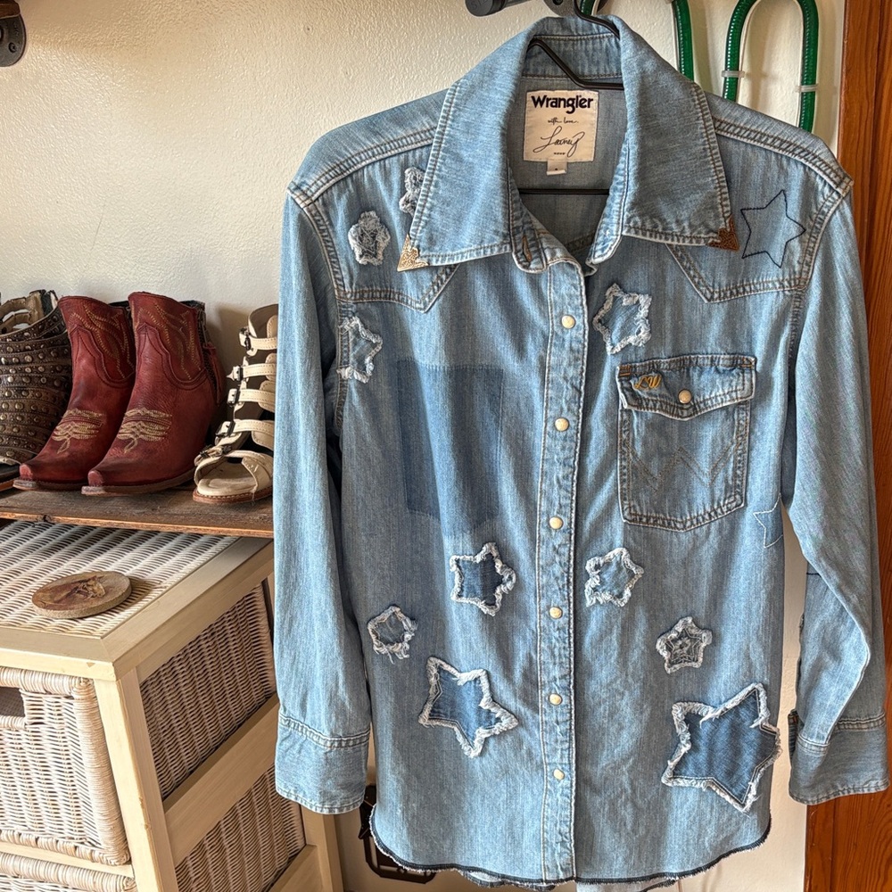 Wrangler Light Blue Denim Shirt with Star Accents